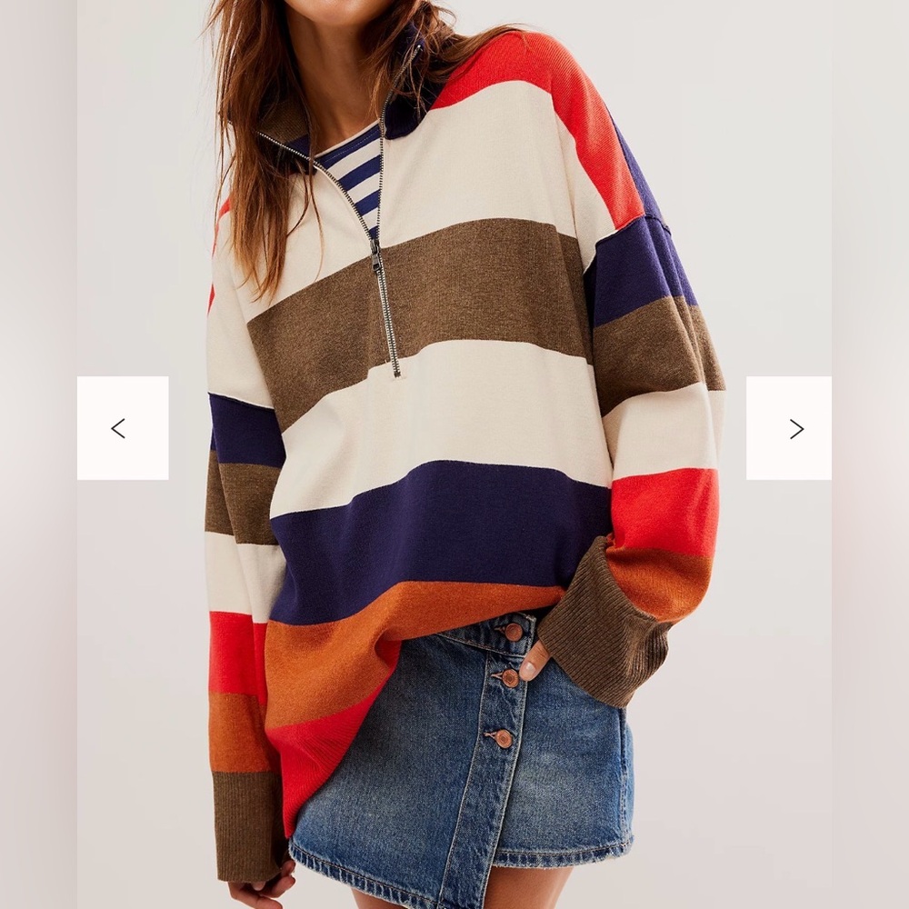 Free People ‘Set Sail Combo’ Coastal Stripe Pullover